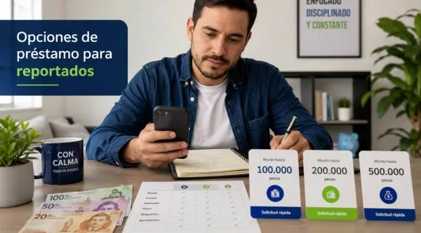 Préstamos pequeños para reportados: 100.000, 200.000 y 500.000 pesos